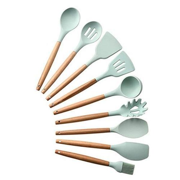 Rustic Kitchen Utensils with Wooden Handles GEEKYGET®