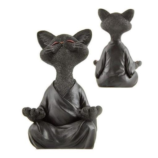 Zen Yoga Pose Meditation Cat Figurine (Various Designs)-Decoration-Black Cat-GeekyGet