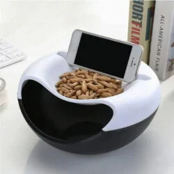 Double Dish Snack Bowl with Mobile Holder