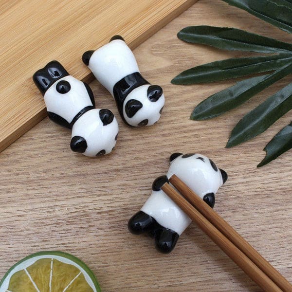 Supports Baguettes Design Lot De 2 Paires Baguettes Avec Support Panda - Céramique Antidérapante, Lave-vaisselle Baguette Chinoise Reutilisable