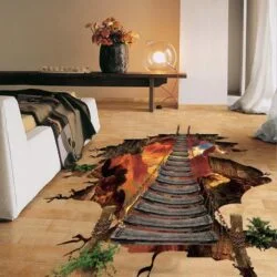 Alternative view of 3D Optical Illusion Bridge Over Hole Floor Sticker