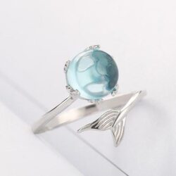 Alternative view of Blue Crystal 925 Silver Mermaid Ring