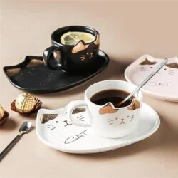 Cat Mug With Serving Tray And Spoon Set