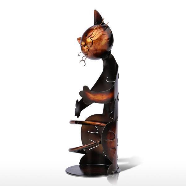 Cat Sculpture Metal Wine Holder - GEEKYGET