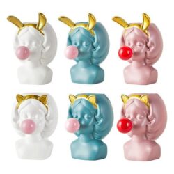 Alternative view of Cute Girl Blowing Bubbles Rabbit Cat Ears Vase Planter