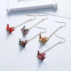 Alternative view of Dangling Origami Crane Earrings