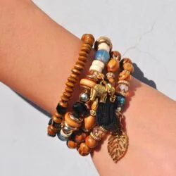 Elephant Wooden Beads Charm Bracelet