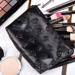 Alternative view of Embossed Skull Makeup Pouch