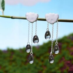 Alternative view of Gemstone Raindrop Cloud Earrings