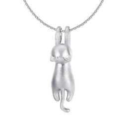 Alternative view of Hanging Cat 925 Silver Necklace