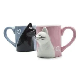 Alternative view of Kissing Cats Ceramic Couple Mugs