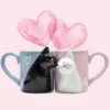 Kissing Cats Ceramic Couple Mugs