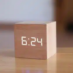 Alternative view of LED Wooden Cube Alarm Clock