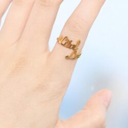 Alternative view of Personalized Custom Made Double Names Ring