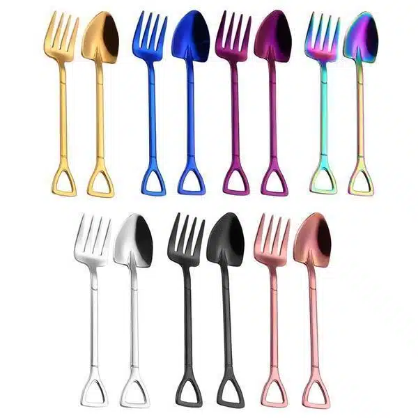 カトラリー(スプーン等)   The Pitch Fork Pitchfork and Shovel Shaped Dessert Cutlery - GeekyGet