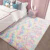 Plush Rainbow Colorful Fur Rug