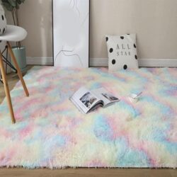 Alternative view of Plush Rainbow Colorful Fur Rug