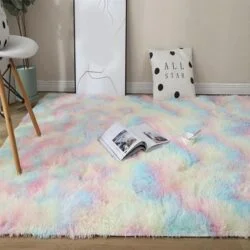 Alternative view of Plush Rainbow Colorful Fur Rug