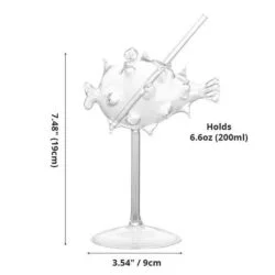 Alternative view of Pufferfish Shaped Cocktail Glass With Glass Straw