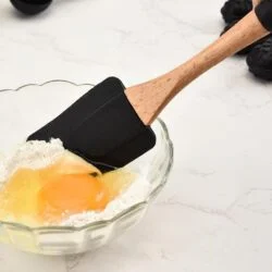 Alternative view of Rustic Black Silicone Baking Utensils with Wooden Handles