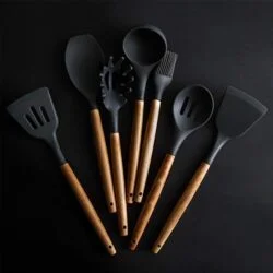 Rustic Kitchen Utensils with Wooden Handles