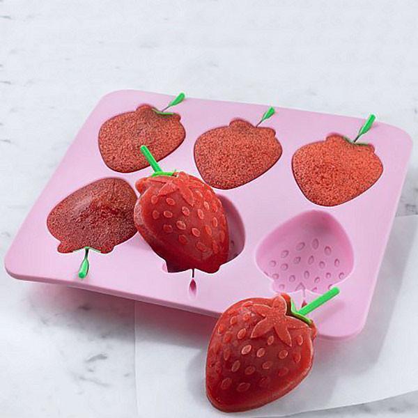Strawberry Silicone Ice Mold With Stem Handles - GEEKYGET