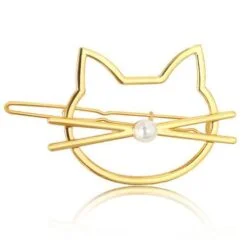 Alternative view of Whiskered Cat Pearl Hair Clip