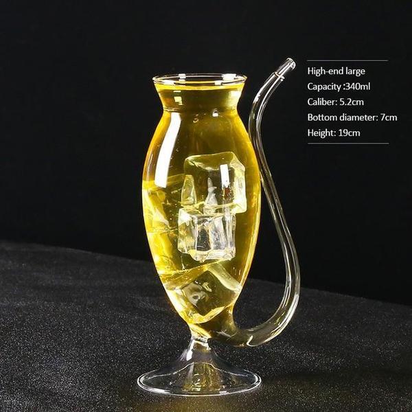 Heat-resistance Vampire-Wine Juice Clear Glass Cups With Drinking Tube  StrawS