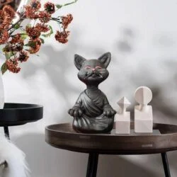 Alternative view of Zen Yoga Pose Meditation Cat Figurine
