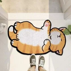 Lazy Cat Showing Balls Non-Slip Doormat Rug