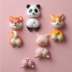 Alternative view of Panda Pig Corgi Shiba Inu Head and Tail Fridge Magnets