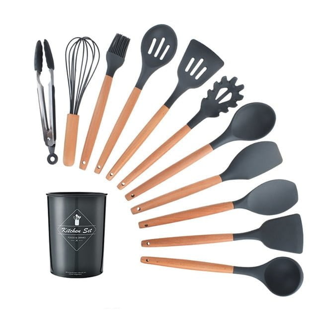 Rustic Kitchen Utensils with Wooden Handles - GEEKYGET