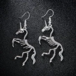 Alternative view of Gothic Skeleton Unicorn Earrings