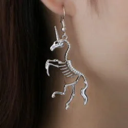 Gothic Skeleton Unicorn Earrings