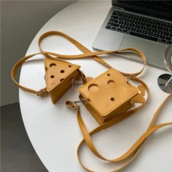 Alternative view of Cheese Shaped Faux Leather Crossbody Shoulder Bag