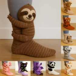 Knitted Animal Hug Socks