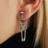 Skull Skeleton Gothic Halloween Through Ear Dangling Earrings