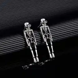 Skull Skeleton Gothic Halloween Through Ear Dangling Earrings 2